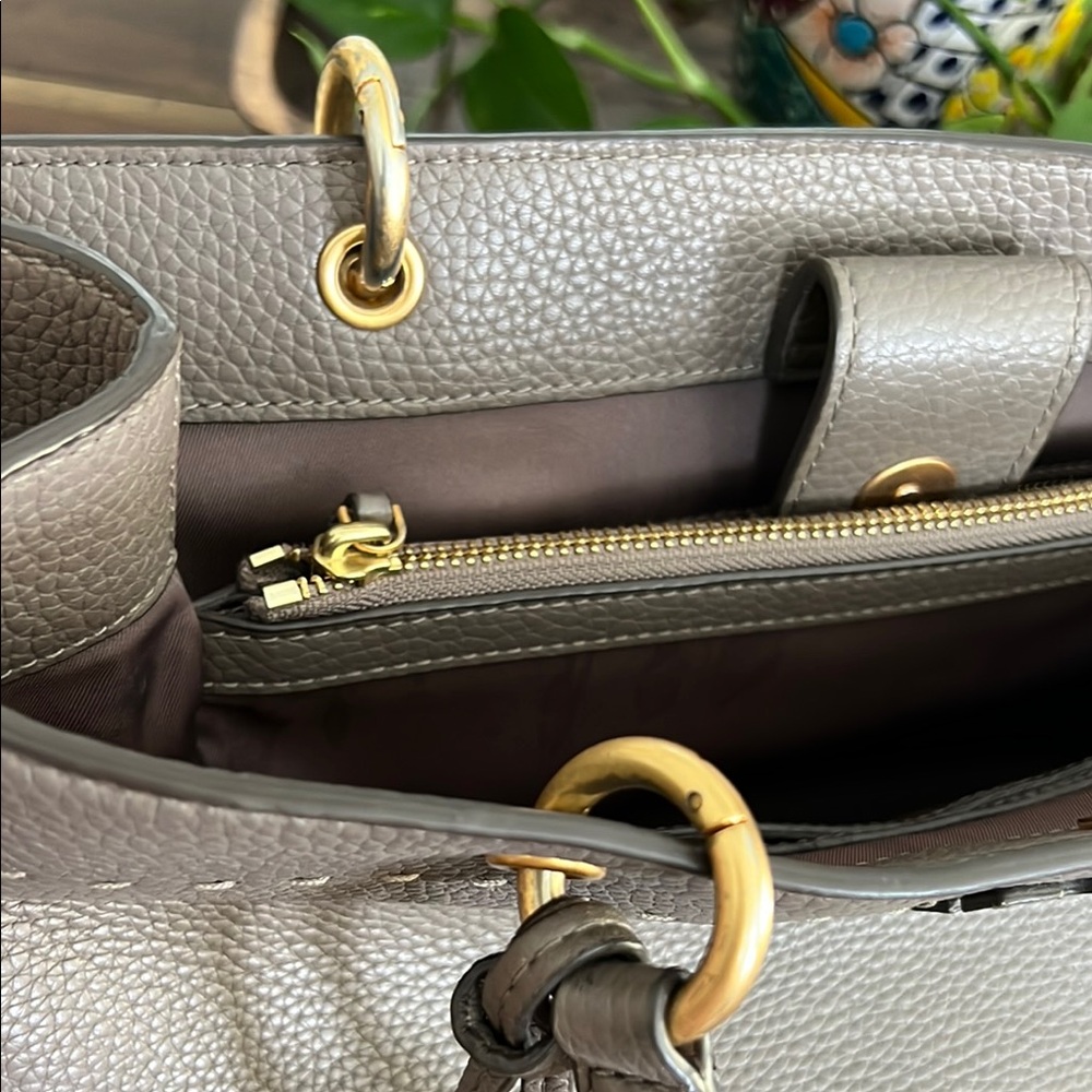 Tory Burch Brown Shoulder Bag with Pebbled Leather and Tassel - Picture 8 of 11